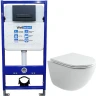 Комплект унитаза Ceramicanova Vogue CN4008T с инсталляцией WellWant Standart 50 WWISI111BB с сиденьем Микролифт и Черной матовой клавишей смыва фарфор подвесной