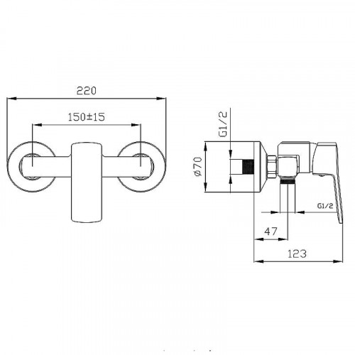 Смеситель для душа Melodia della vita Etude MDV30050 Хром латунь на стену