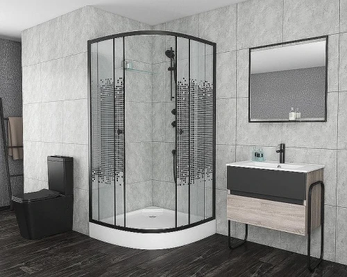 Душевой уголок Niagara Eco 80х80 NG-003-14 Black профиль Черный стекло с рисунком