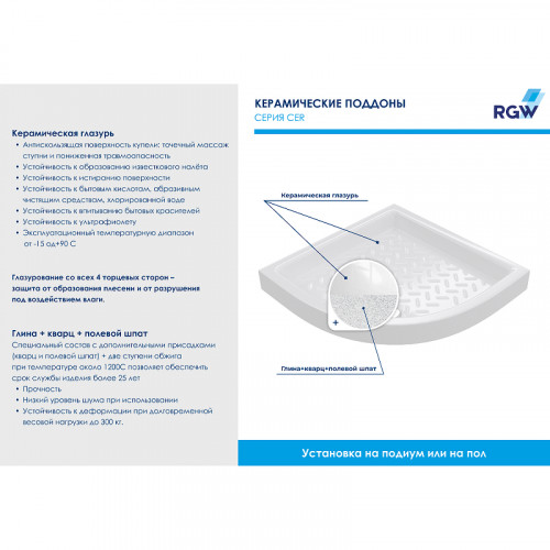 Керамический душевой поддон RGW CER CR/R-088 80x80 19170488-01 Белый