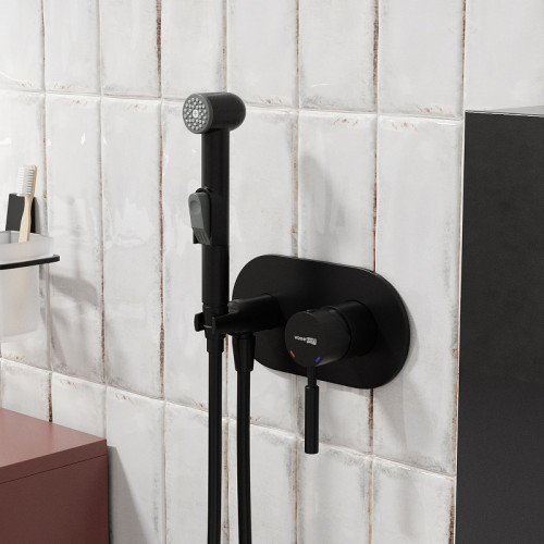 Гигиенический душ со смесителем WasserKRAFT Gollach 3338 Черный матовый латунь встраиваемый