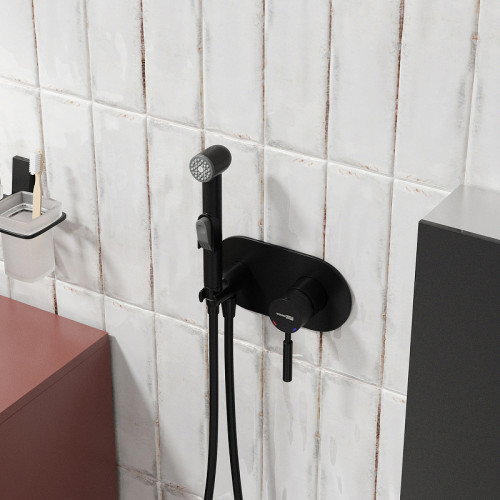 Гигиенический душ со смесителем WasserKRAFT Gollach 3338 Черный матовый латунь встраиваемый