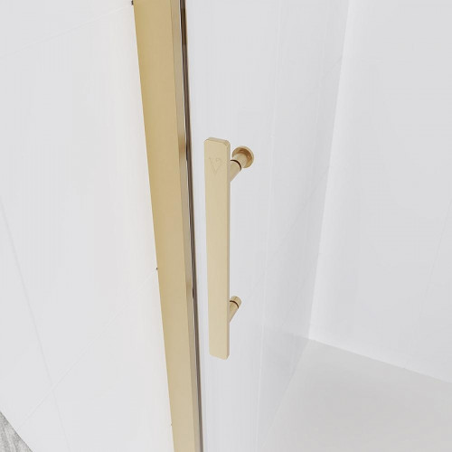 Душевая дверь Veconi Evo 100 G 160 E1-G-160-01-C9 профиль цвет Брашированное золото стекло прозрачное