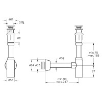 Сифон для раковины Vitra Syphon A45154 с донным клапаном Хром