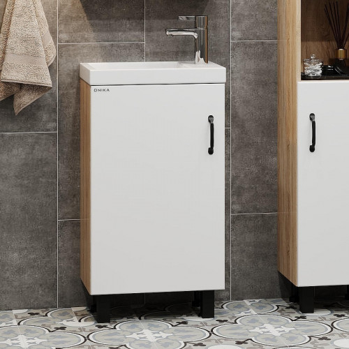 Тумба под раковину Onika Тимбер 45 L 104508 цвет Дуб сонома Белый матовый