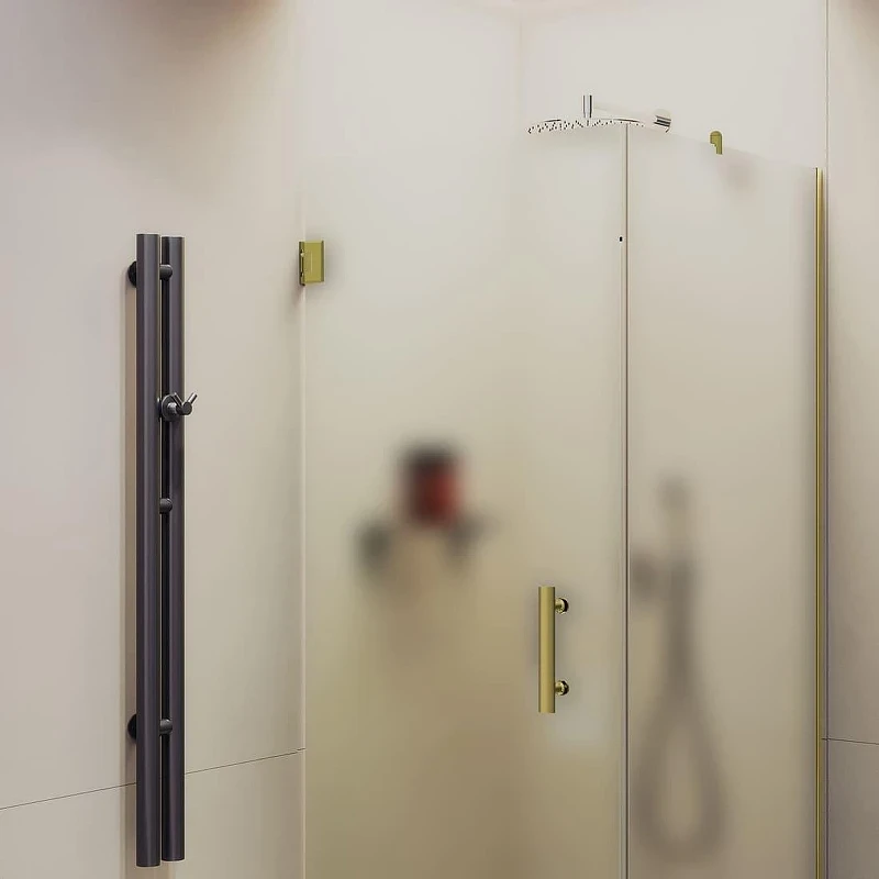 Душевой уголок Maybah Glass MGY-1306-3 900х900х1950 на петлях Золото стекло сатиновое