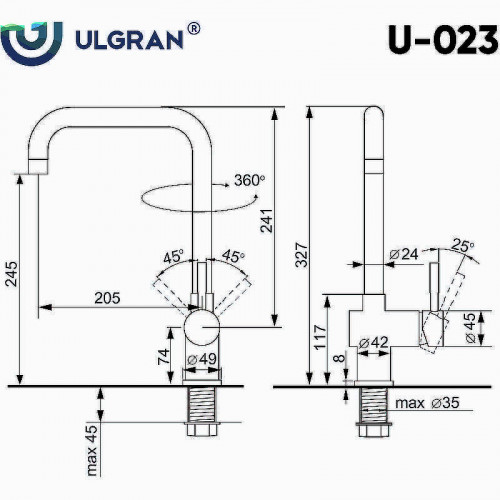 Смеситель для кухни Ulgran Classic U-023-307 Терракот
