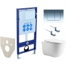 Комплект унитаза с инсталляцией Aquatek Set Aquatek Классик cm-010 4в1 с сиденьем Микролифт и клавишей смыва Хром глянцевый фарфор подвесной