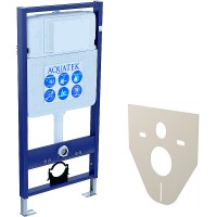 Комплект унитаза с инсталляцией Aquatek Set Aquatek Классик cm-010 4в1 с сиденьем Микролифт и клавишей смыва Хром глянцевый фарфор подвесной