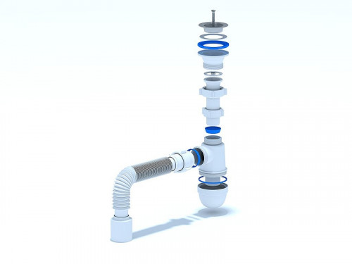 Сифон для кухонной мойки Анипласт C0110 1 1/2 с гибкой трубой 40х40/50 мм цвет Хром Белый