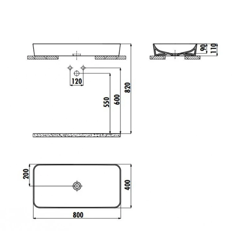 Раковина-чаша Creavit Ultra 80 UL080-00CB00E-0000 Белая фарфор накладная