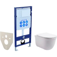Комплект унитаза с инсталляцией Aquatek Set Aquatek Классик с сиденьем Микролифт фарфор подвесной