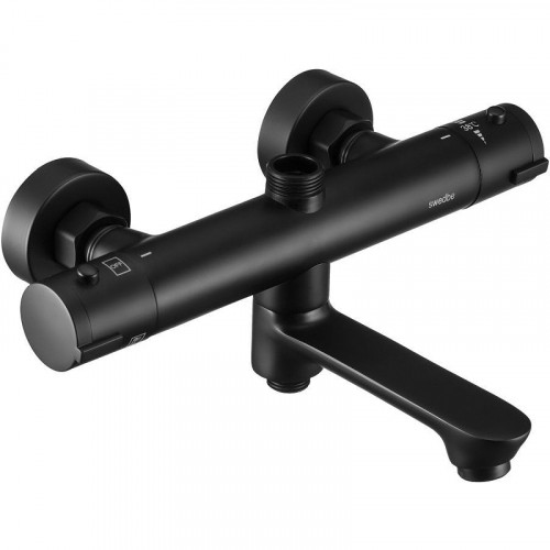 Смеситель для ванны Swedbe Hermes 9042B с термостатом Черный матовый латунь на стену