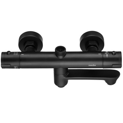 Смеситель для ванны Swedbe Hermes 9042B с термостатом Черный матовый латунь на стену