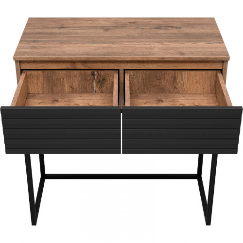 Тумба Brevita Dakota 80 DAK-019080-19-022Я Черный кварц Дуб Галифакс олово МДФ / ЛДСП