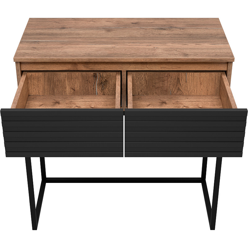 Тумба Brevita Dakota 80 DAK-019080-19-022Я Черный кварц Дуб Галифакс олово МДФ / ЛДСП