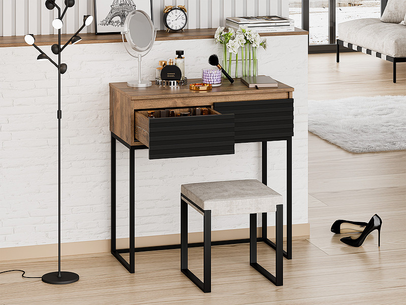 Тумба Brevita Dakota 80 DAK-019080-19-022Я Черный кварц Дуб Галифакс олово МДФ / ЛДСП