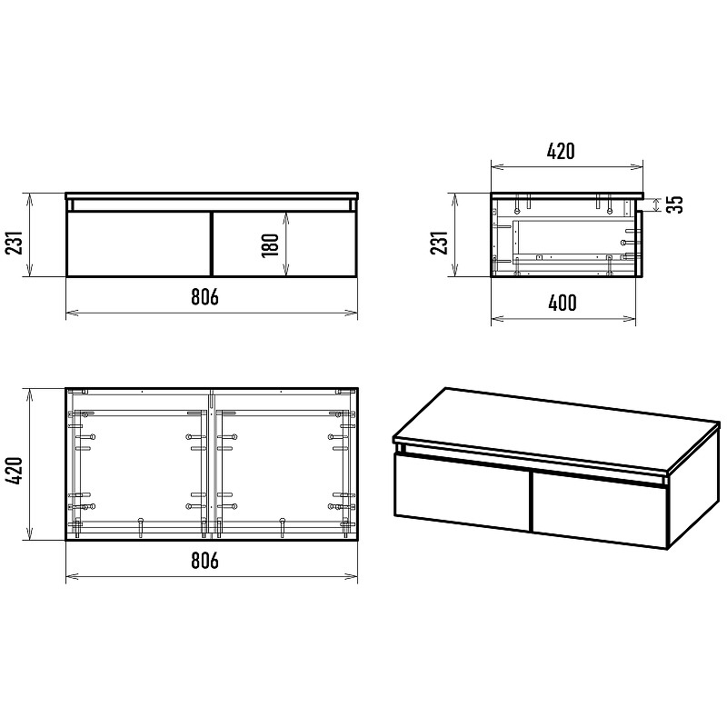 Тумба Brevita Dakota 80 DAK-019080-19-022Я Черный кварц Дуб Галифакс олово МДФ / ЛДСП