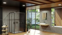 Душевая дверь Ravak Blix Slim BLSRV2K-80 X1XM40300Z1 профиль Черный стекло Transparent