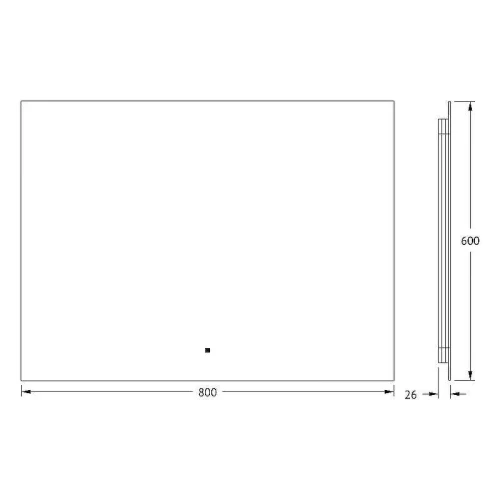 Зеркало Defesto Glow 80х60 DF 2517RH с подсветкой 25W-3000К/с фацетом/ИК - выключатель/Теплый белый свет