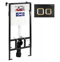 Инсталляция Bettoserb Sava Fix Slim SET40006489 для унитаза с клавишей смыва цвет Черный матовый Золото глянцевое