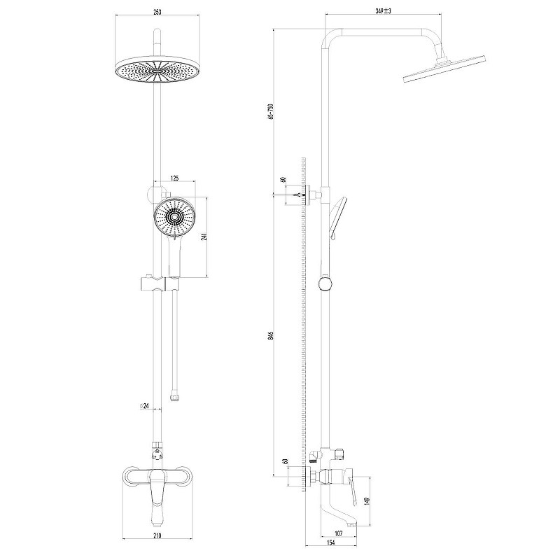Душевая система AWP Piros S0362C цвет Хром