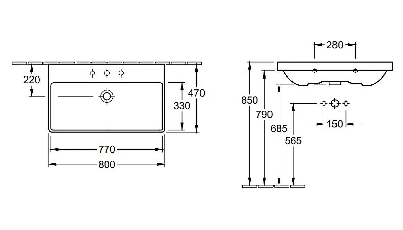 Раковина Villeroy&Boch Avento 80 41568001 Альпийский белый