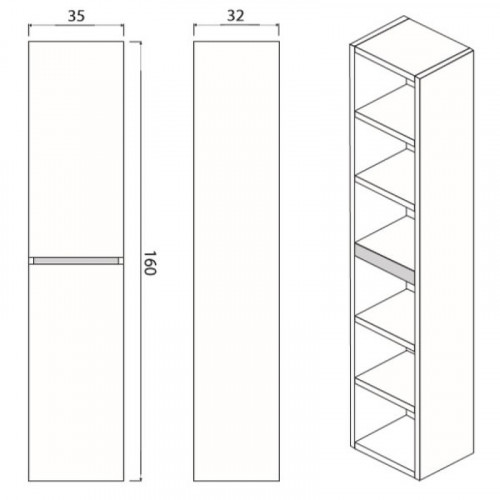 Шкаф пенал Creto Etna 35 4-1035W подвесной White МДФ / ЛДСП
