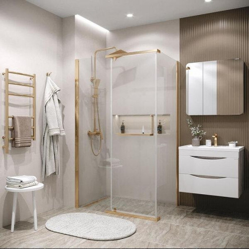 Душевой уголок Grossman Pragma 110x100 120.K33.03.1110.32.00 профиль Золото сатин стекло прозрачное