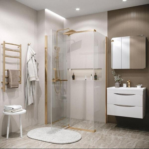 Душевой уголок Grossman Pragma 110x100 120.K33.03.1110.32.00 профиль Золото сатин стекло прозрачное