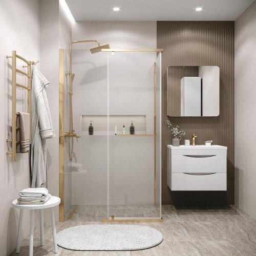 Душевой уголок Grossman Pragma 110x100 120.K33.03.1110.32.00 профиль Золото сатин стекло прозрачное