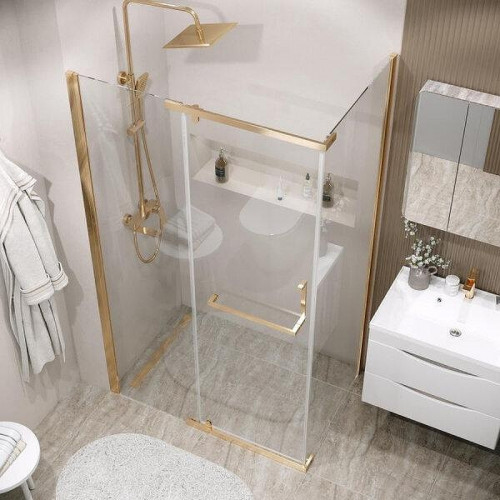Душевой уголок Grossman Pragma 110x100 120.K33.03.1110.32.00 профиль Золото сатин стекло прозрачное