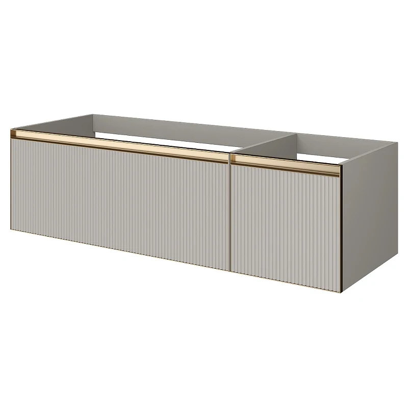 Тумба под раковину Boheme Armadi Art Quatro 2 140 790-M2-140-CM-RIB-MG подвесная цвет Кашемир профиль Золото матовое