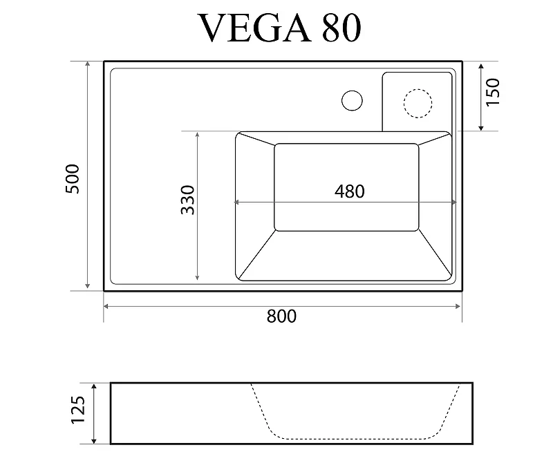 Раковина Madera Vega 80 4627173210942 на стиральную машину цвет Белый