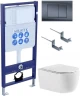 Комплект унитаза с инсталляцией Aquatek Set Aquatek ЕВРОПА T-033 4в1 цвет Белый с сиденьем Микролифт и клавишей смыва цвет Оружейная сталь