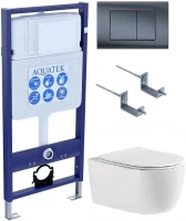 Комплект унитаза с инсталляцией Aquatek Set Aquatek ЕВРОПА T-033 4в1 цвет Белый с сиденьем Микролифт и клавишей смыва цвет Оружейная сталь