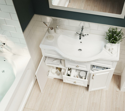 Тумба под раковину 1MarKa Прованс New 80Н У94490 Белый глянец МДФ / ЛДСП