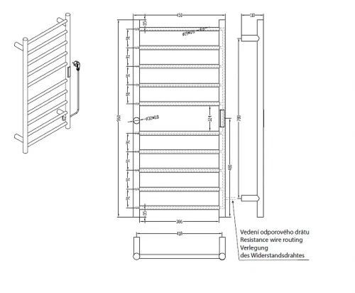 Электрический полотенцесушитель Bemeta 450x960 704151040 цвет Черный матовый
