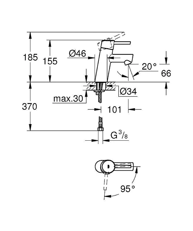 Смеситель для раковины Grohe Concetto 2338510E Хром латунь