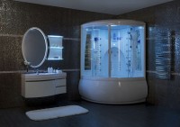 Полка Aquanet Опера 45 169630 с подсветкой Белая МДФ / ЛДСП, стекло