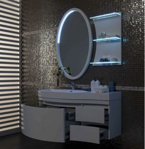 Полка Aquanet Опера 45 169630 с подсветкой Белая МДФ / ЛДСП, стекло