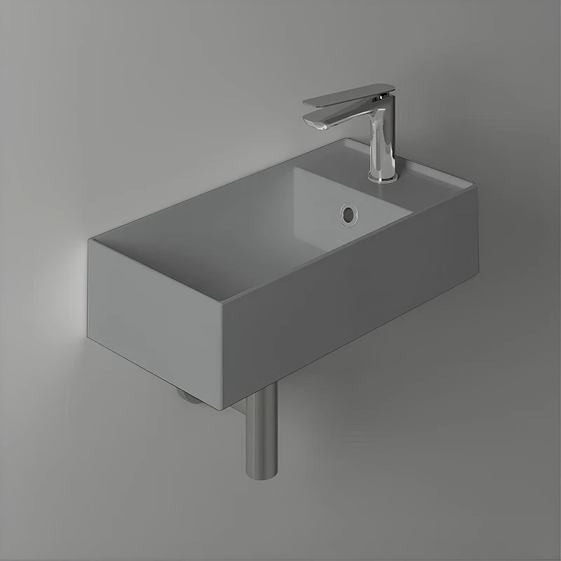 Раковина Simas Agile 50 R AG50 cemento matt*1 Серая матовая фарфор подвесная, полувстраиваемая