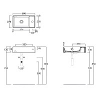 Раковина Simas Agile 50 R AG50 cemento matt*1 Серая матовая фарфор подвесная, полувстраиваемая