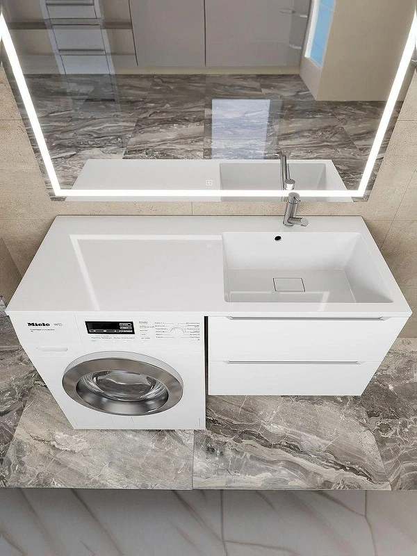 Раковина Uperwood Cosmos 120 R 291020412 с местом под стиральную машину цвет Белый глянцевый