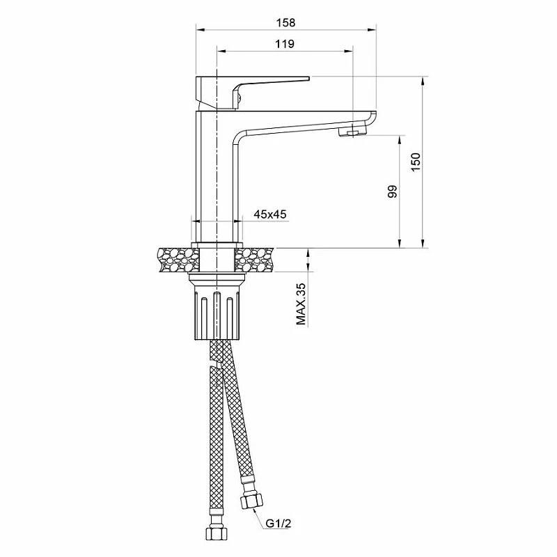 Смеситель для раковины WesnaArt Narcis NAR06-210BL-25100 Черный матовый