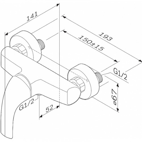 Смеситель для душа AM.PM Sense L F7420000 Хром латунь на стену