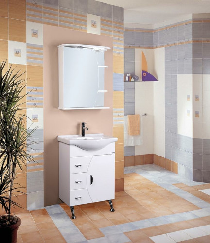 Зеркальный шкаф Onika Луна 55.01 L 205520 с подсветкой Белый МДФ / ЛДСП, стекло