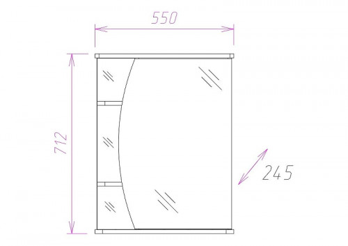 Зеркальный шкаф Onika Луна 55.01 L 205520 с подсветкой Белый МДФ / ЛДСП, стекло