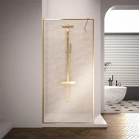 Душевая перегородка Veconi Korato KR-81GL 120 KR81GL-120-10-C4 профиль цвет Брашированное золото стекло ламинированное золото