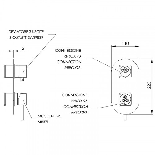 Смеситель для душа Remer X-Style X93KBBG Золото брашированное латунь встраиваемый